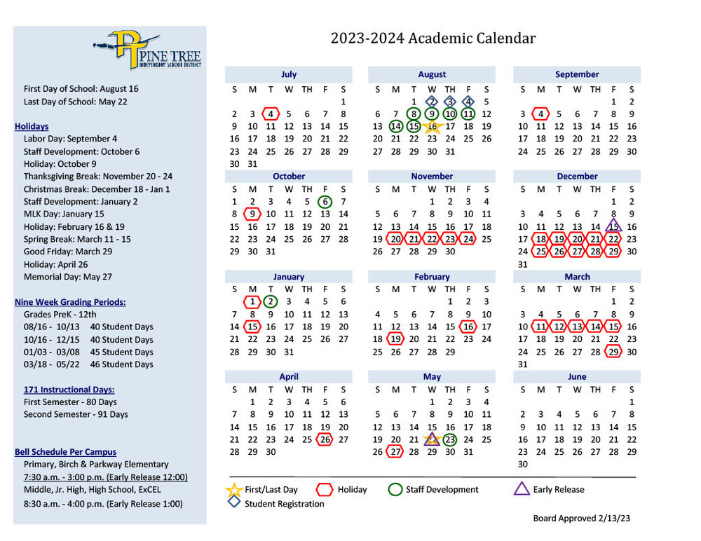 2023-2024 District Academic Calendar 